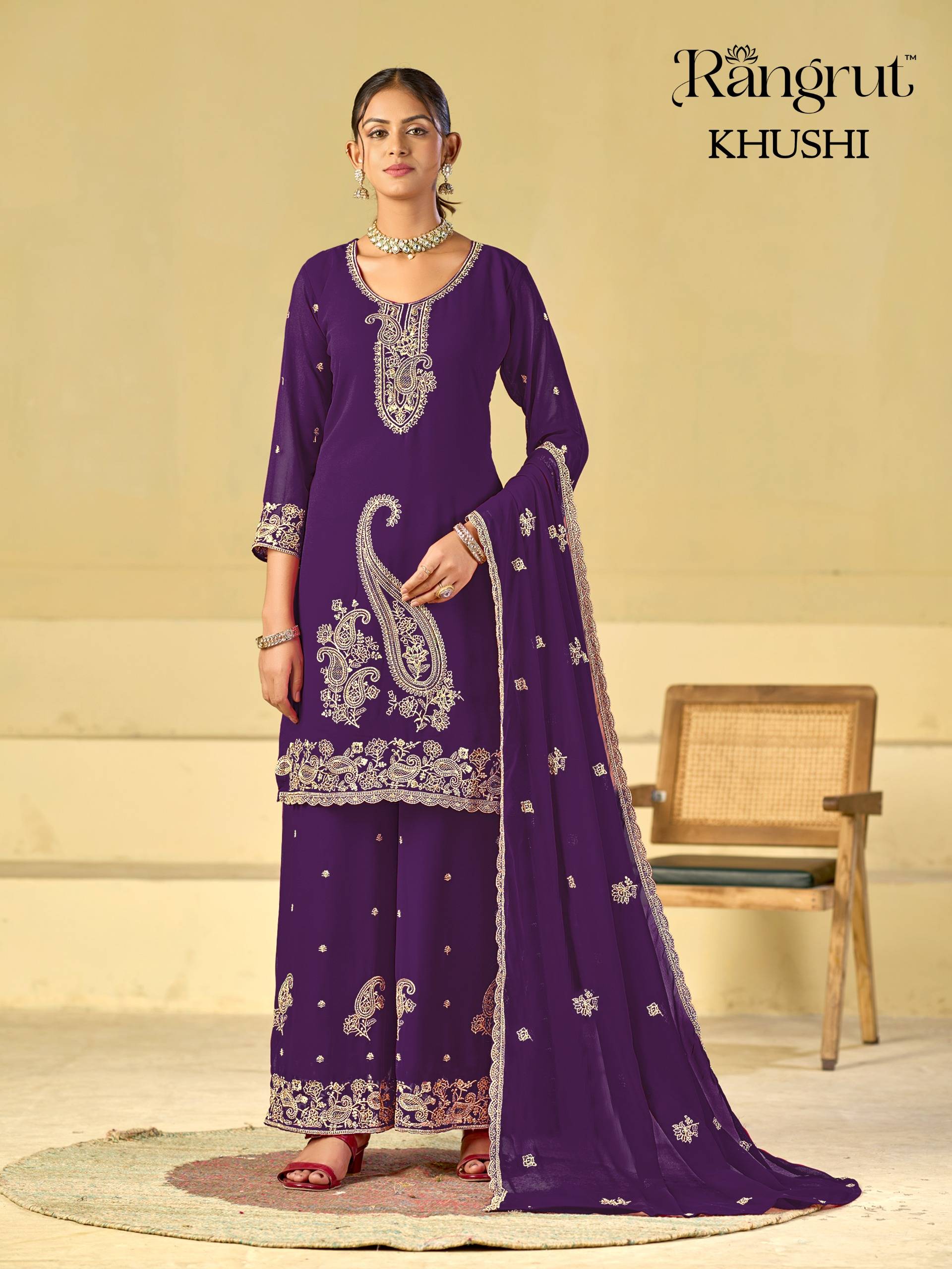 KHUSHI By Rangrut 1001 To 1006 Series Stylish Beautiful Colourful GEORGETTE Dresses At Wholesale Price